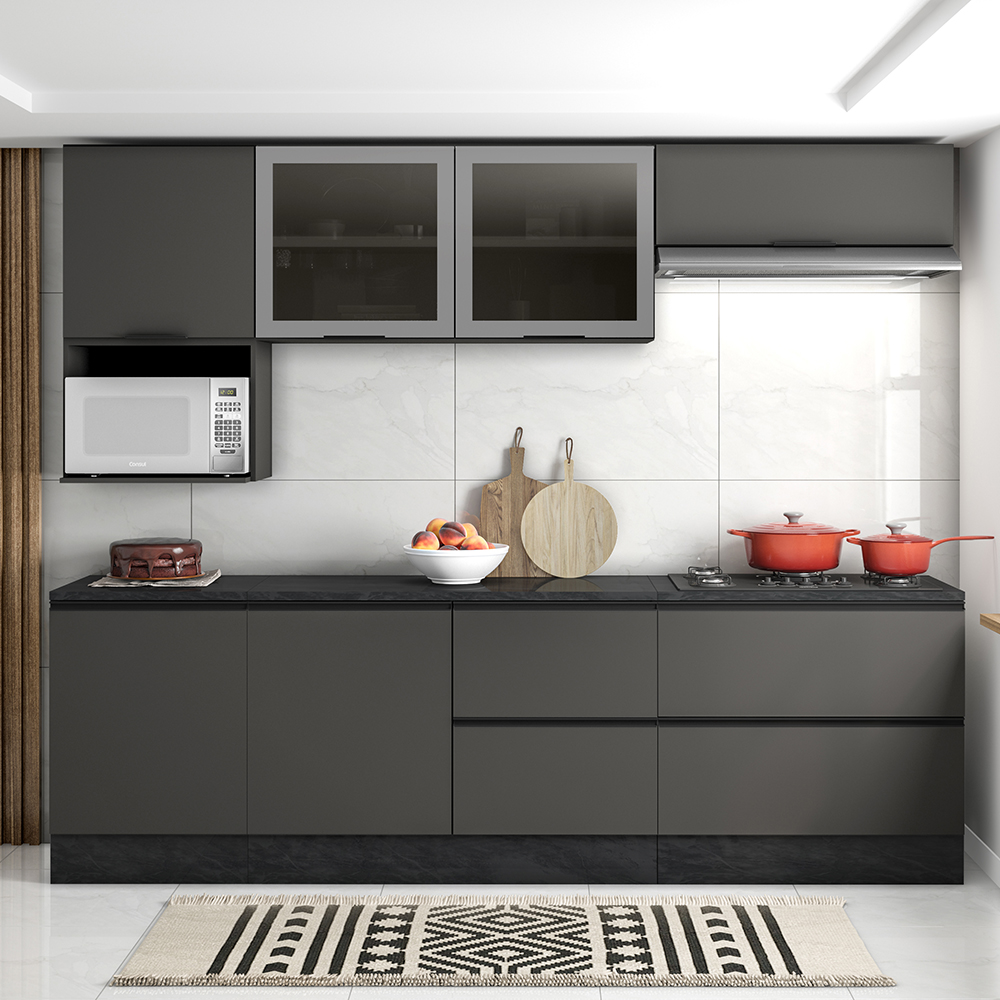 Cozinha Modulada 7 Pecas 258 cm Etti Grafite PLN