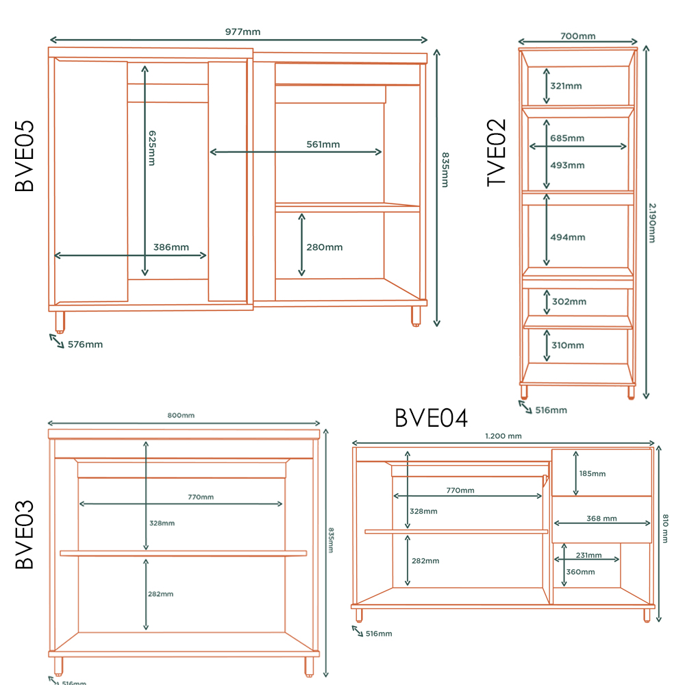 Cozinha Modulada 7 Pecas 297 cm MDP Vera Marrocos Off White MXM