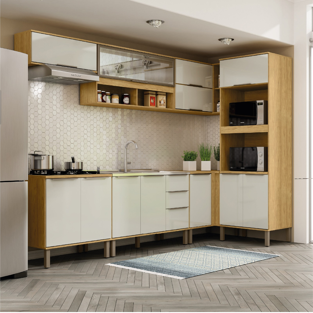 Cozinha Modulada 7 Pecas 297 cm MDP Vera Marrocos Off White MXM