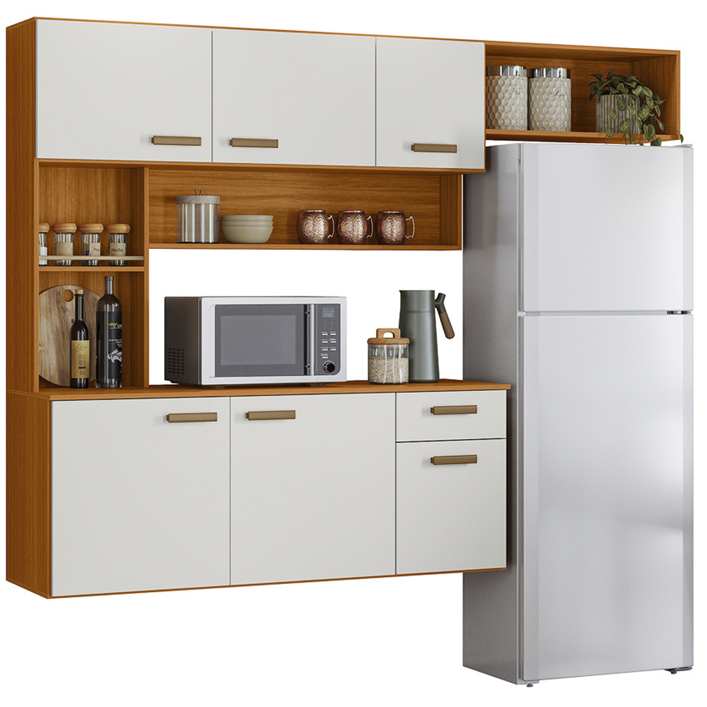 Cozinha Suspensa 6 Portas 180 cm Una Freijo Off White PLN