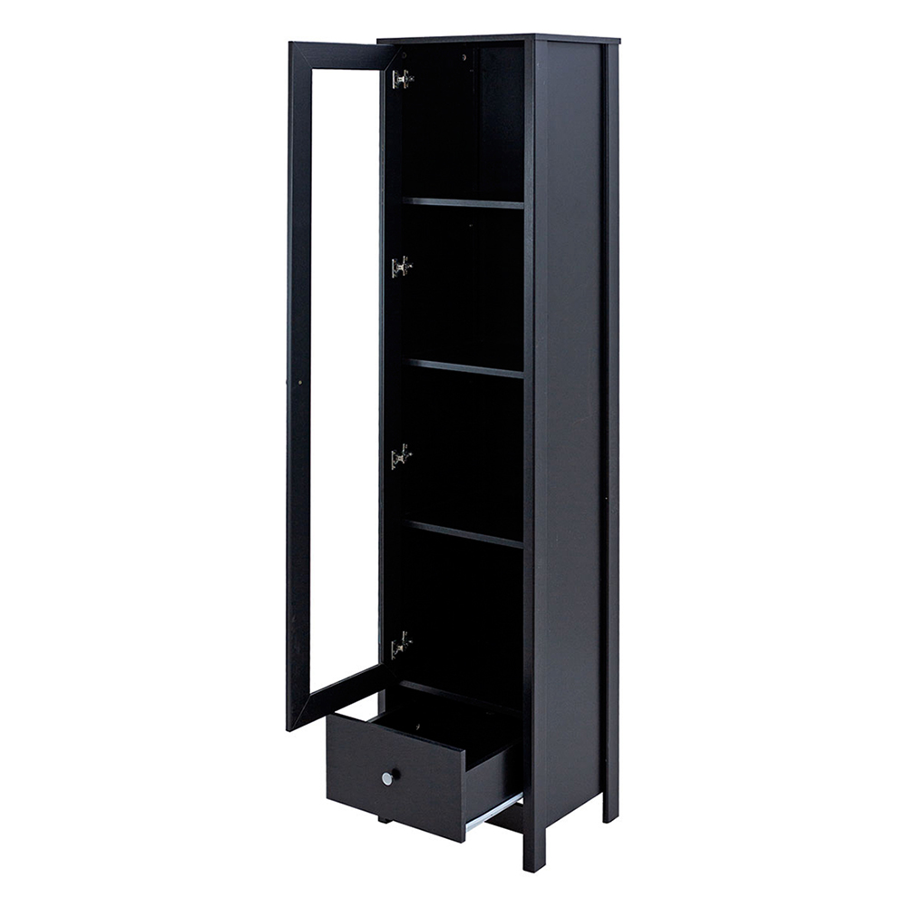 Cristaleira 1 Porta Vidro 1 Gaveta 180x43 cm E962 Preto Dtall
