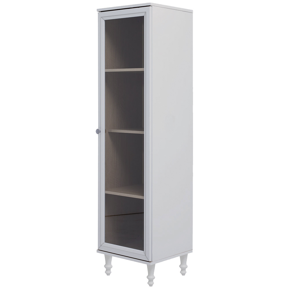 Cristaleira 1 Porta Vidro Pes Madeira 151x40 cm E963 Branco Dtall