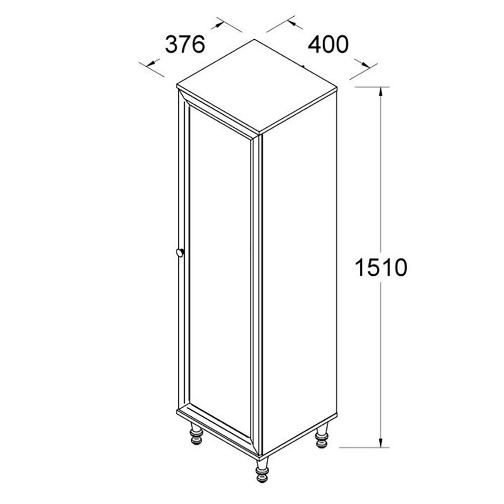 Cristaleira 1 Porta Vidro Pes Madeira 151x40 cm E963 Branco Dtall