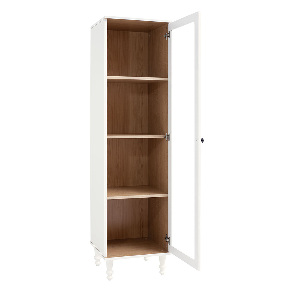 Cristaleira 1 Porta Vidro Pes Madeira 151x40 cm E963 Branco Dtall