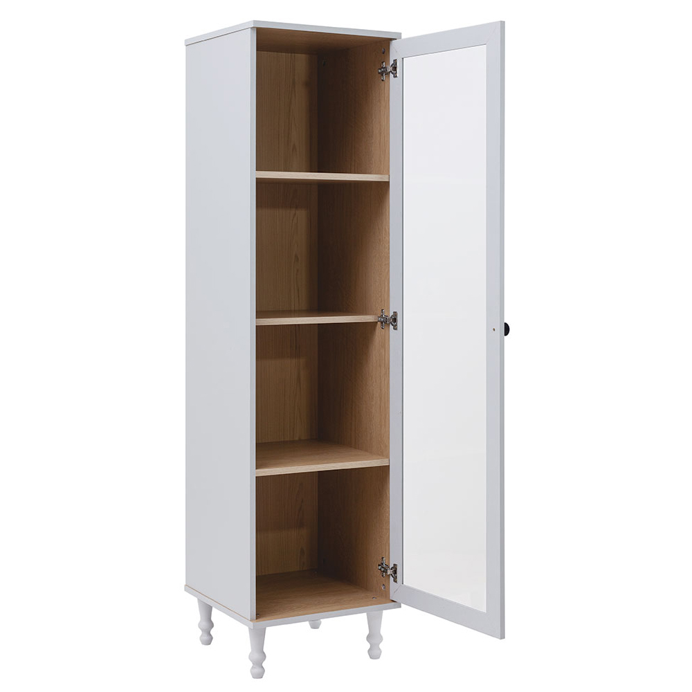 Cristaleira 1 Porta Vidro Pes Madeira 151x40 cm E963 Cinza Dtall