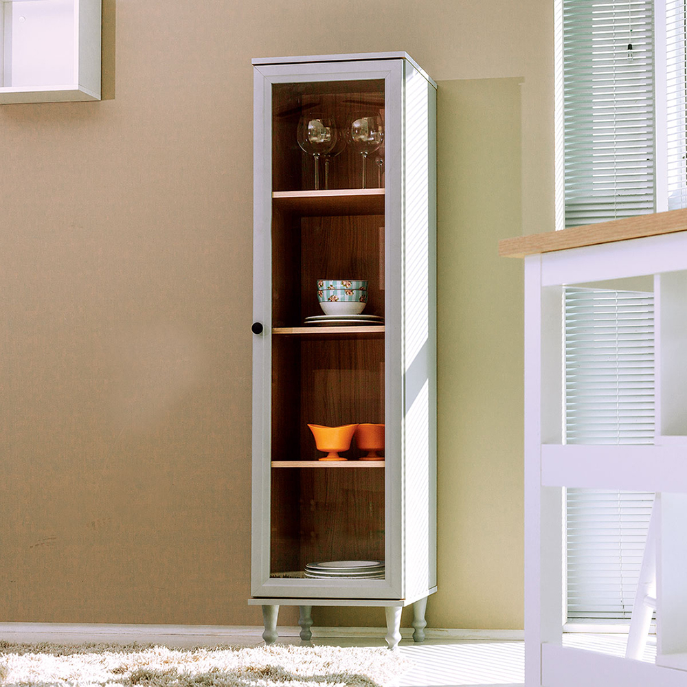 Cristaleira 1 Porta Vidro Pes Madeira 151x40 cm E963 Cinza Dtall