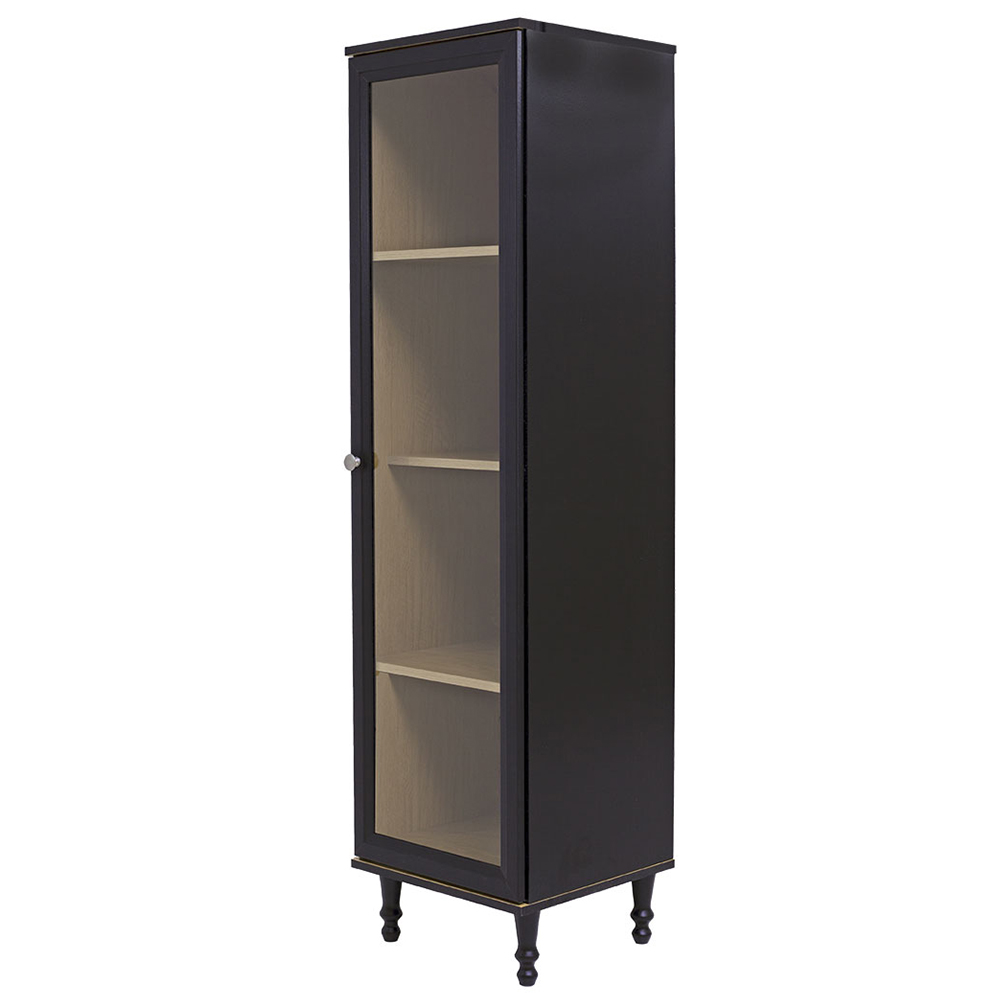 Cristaleira 1 Porta Vidro Pes Madeira 151x40 cm E963 Preto Dtall