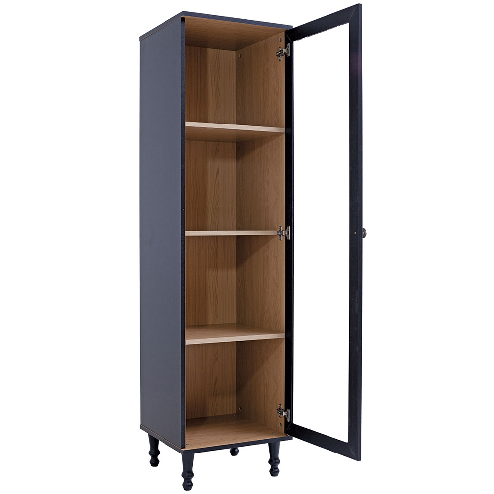 Cristaleira 1 Porta Vidro Pes Madeira 151x40 cm E963 Preto Dtall