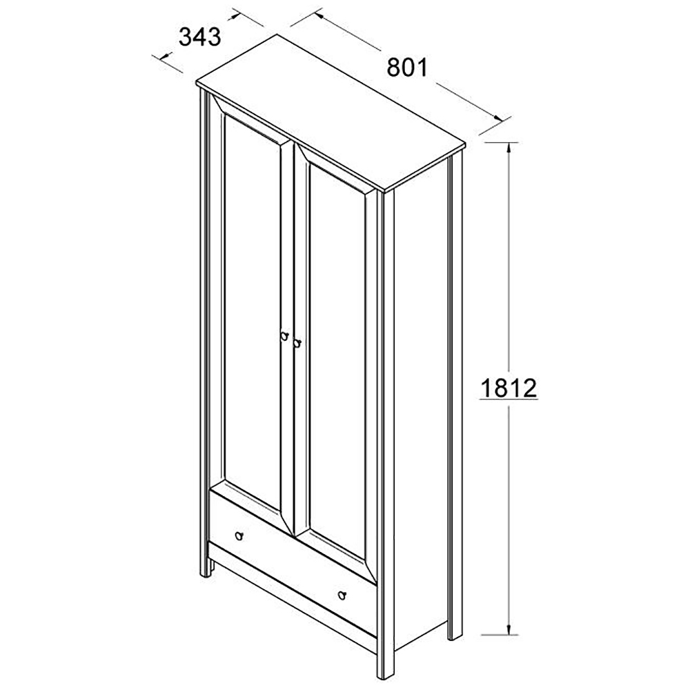 Cristaleira 2 Portas Vidro 1 Gaveta 180x80 cm E954 Branco Dtall