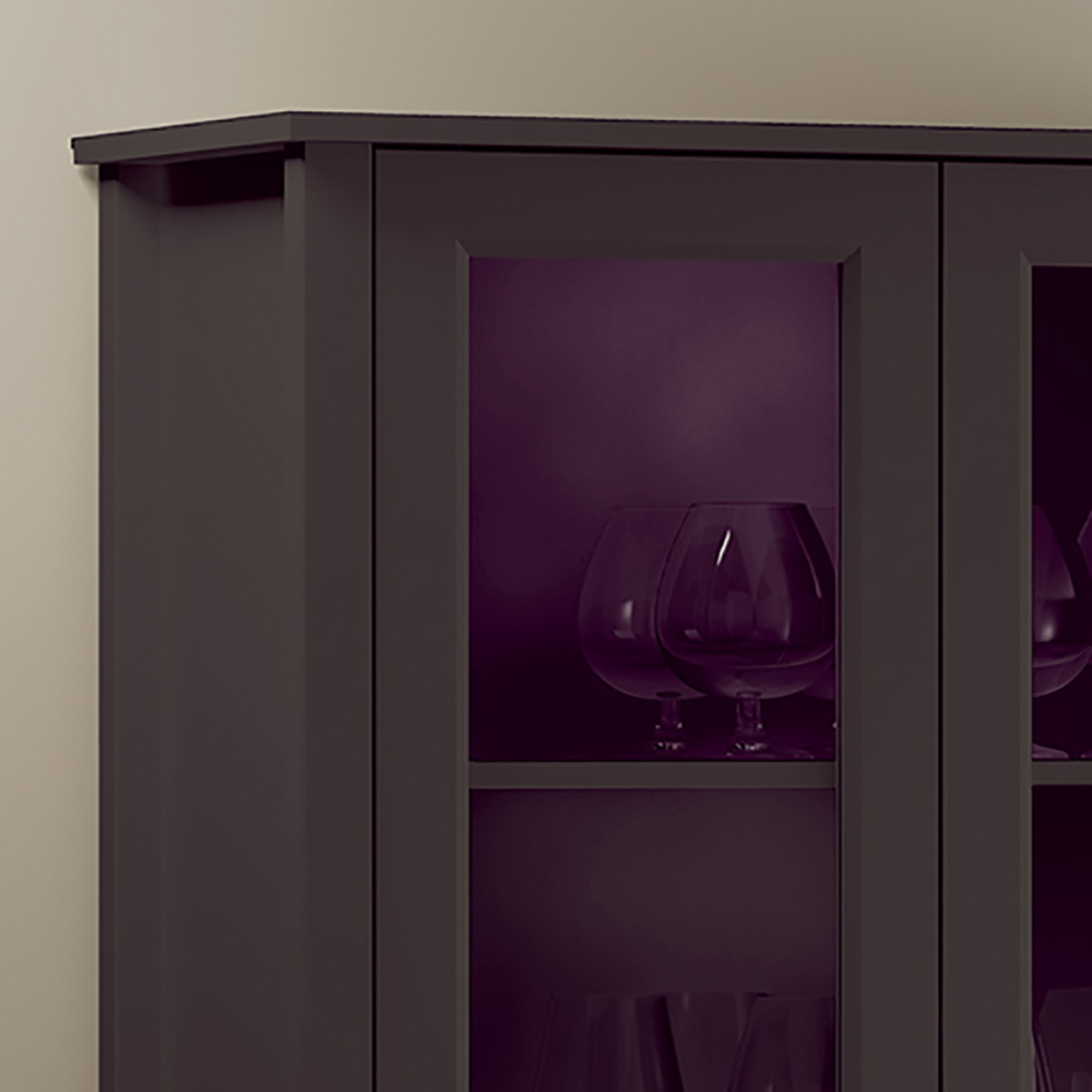 Cristaleira 2 Portas Vidro 1 Gaveta 180x80 cm E954 Preto Dtall