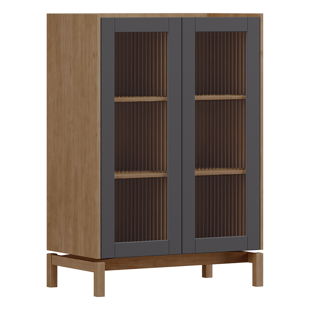Cristaleira 2 Portas Vidro Canelado 80 cm 2156 Tauari Concret Milani Store