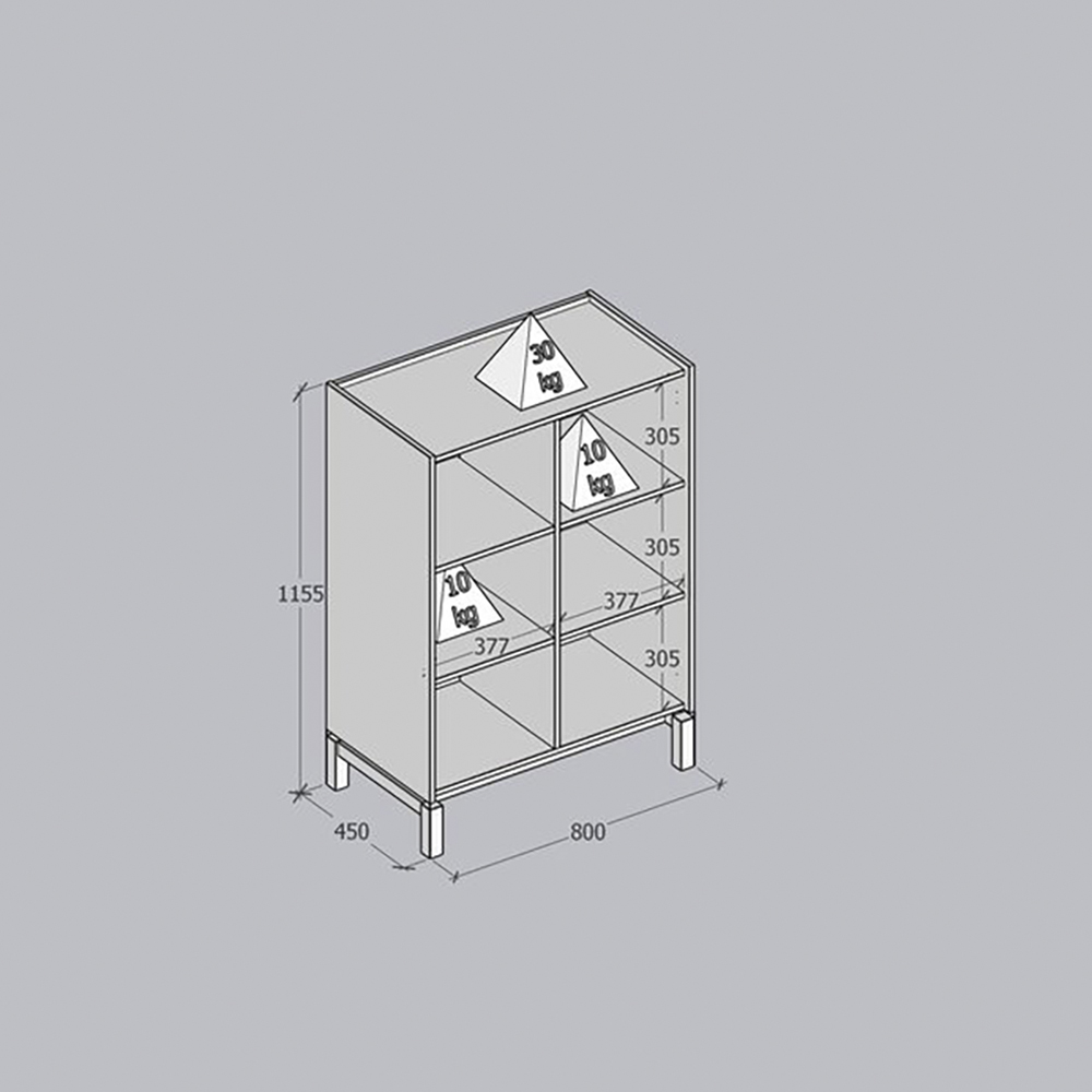 Cristaleira 2 Portas Vidro Canelado 80 cm 2156 Tauari Concret Milani Store