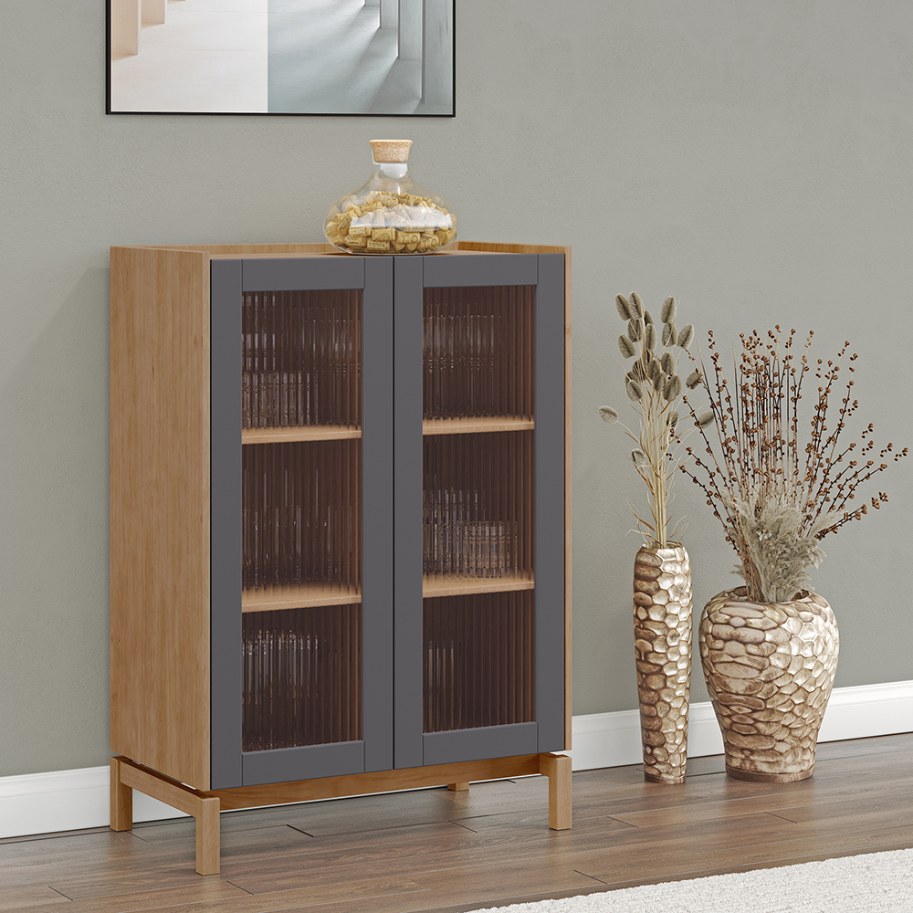 Cristaleira 2 Portas Vidro Canelado 80 cm 2156 Tauari Concret Milani Store