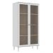Cristaleira 2 Portas Vidro Pes Madeira 151x80 cm E957 Branco Dtall