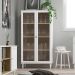Cristaleira 2 Portas Vidro Pes Madeira 151x80 cm E957 Branco Dtall