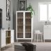 Cristaleira 2 Portas Vidro Pes Madeira 151x80 cm E957 Branco Dtall