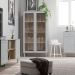 Cristaleira 2 Portas Vidro Pes Madeira 151x80 cm E957 Cinza Dtall