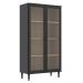 Cristaleira 2 Portas Vidro Pes Madeira 151x80 cm E957 Preto Dtall