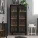 Cristaleira 2 Portas Vidro Pes Madeira 151x80 cm E957 Preto Dtall