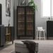 Cristaleira 2 Portas Vidro Pes Madeira 151x80 cm E957 Preto Dtall