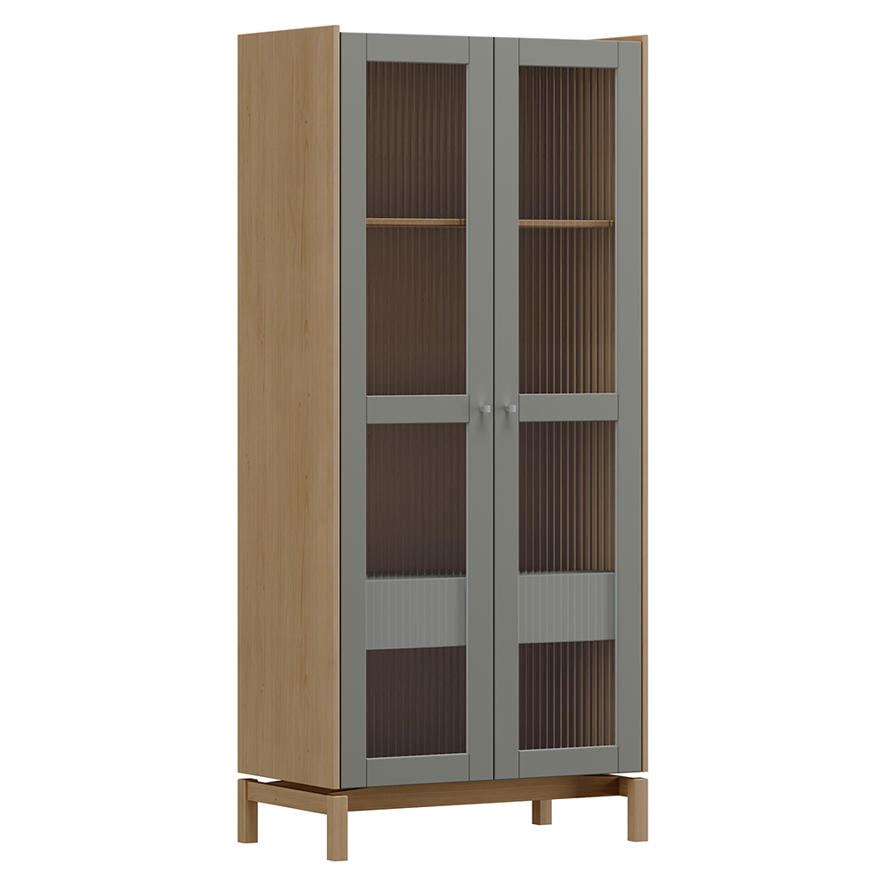 Cristaleira 2P 1G Vidro Balcao Buffet 4P Oak Ferrolack Milani Store