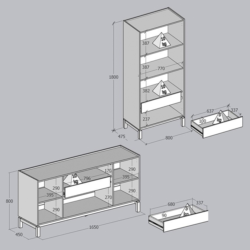 Cristaleira 2P 1G Vidro Balcao Buffet 4P Oak Ferrolack Milani Store