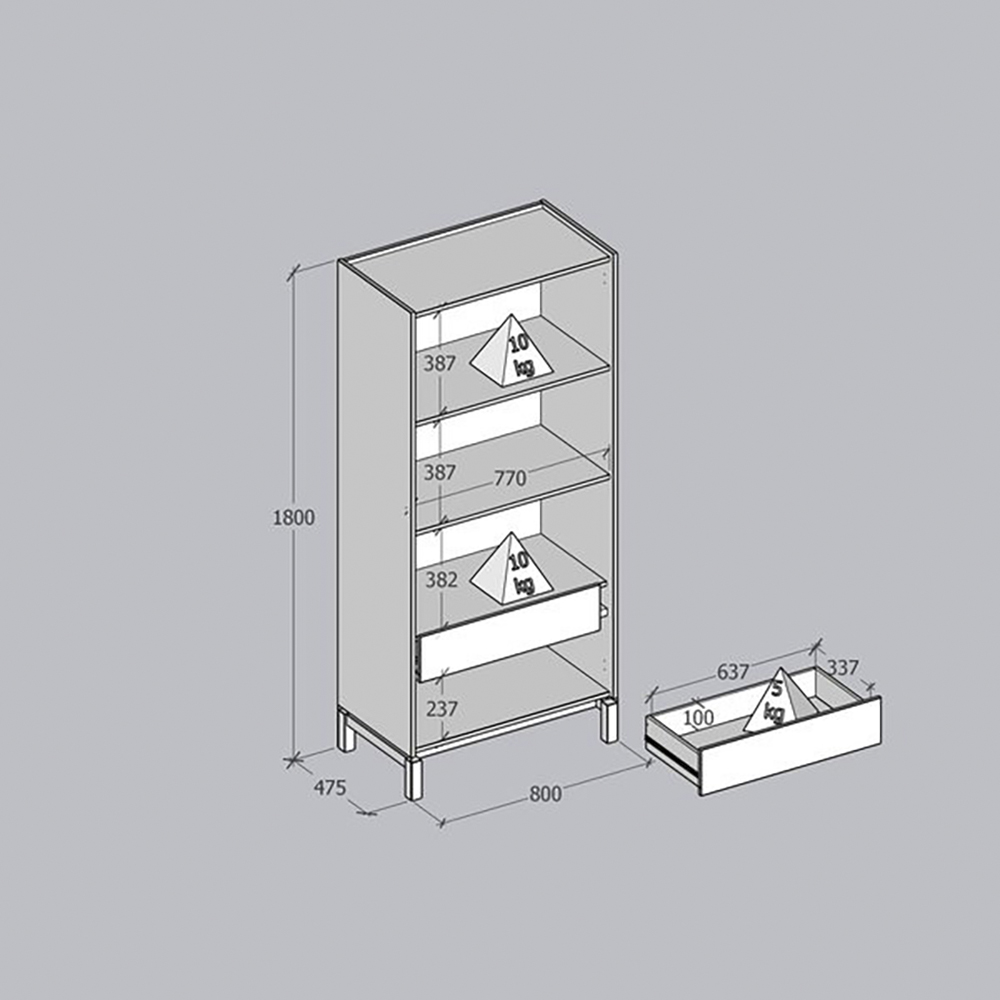Cristaleira 2P 1G Vidro Canelado 180x80 cm 2157 Tauari Concret Milani Store