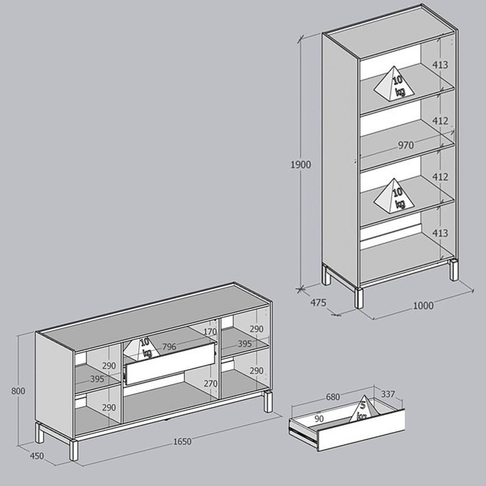 Cristaleira 2P Vidro Balcao Buffet 4P 1G Oak Ferrolack Milani Store