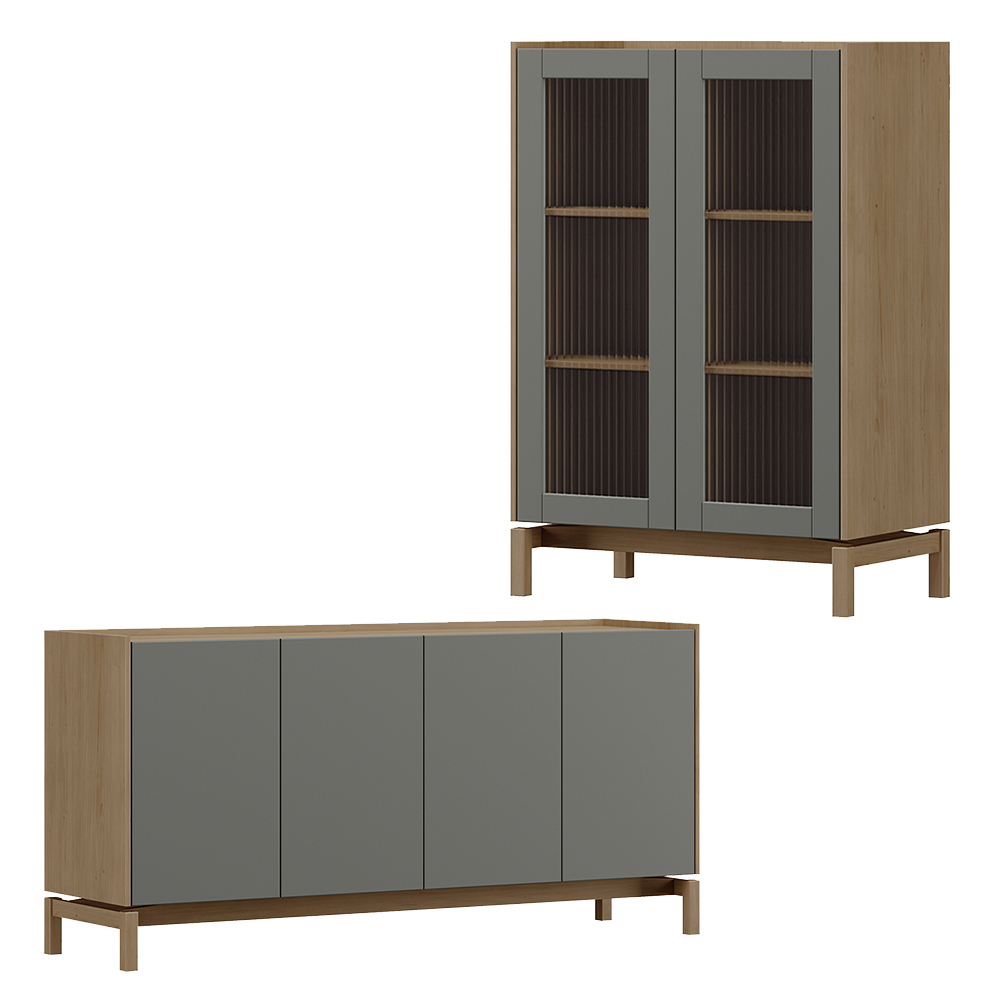 Cristaleira 2P Vidro Balcao Buffet 4P Oak Ferrolack Milani Store