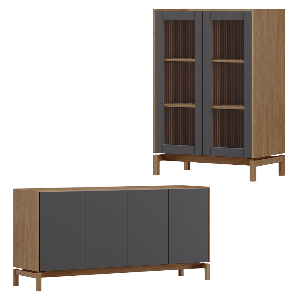 Cristaleira 2P Vidro Balcao Buffet 4P Tauari Concret Milani Store