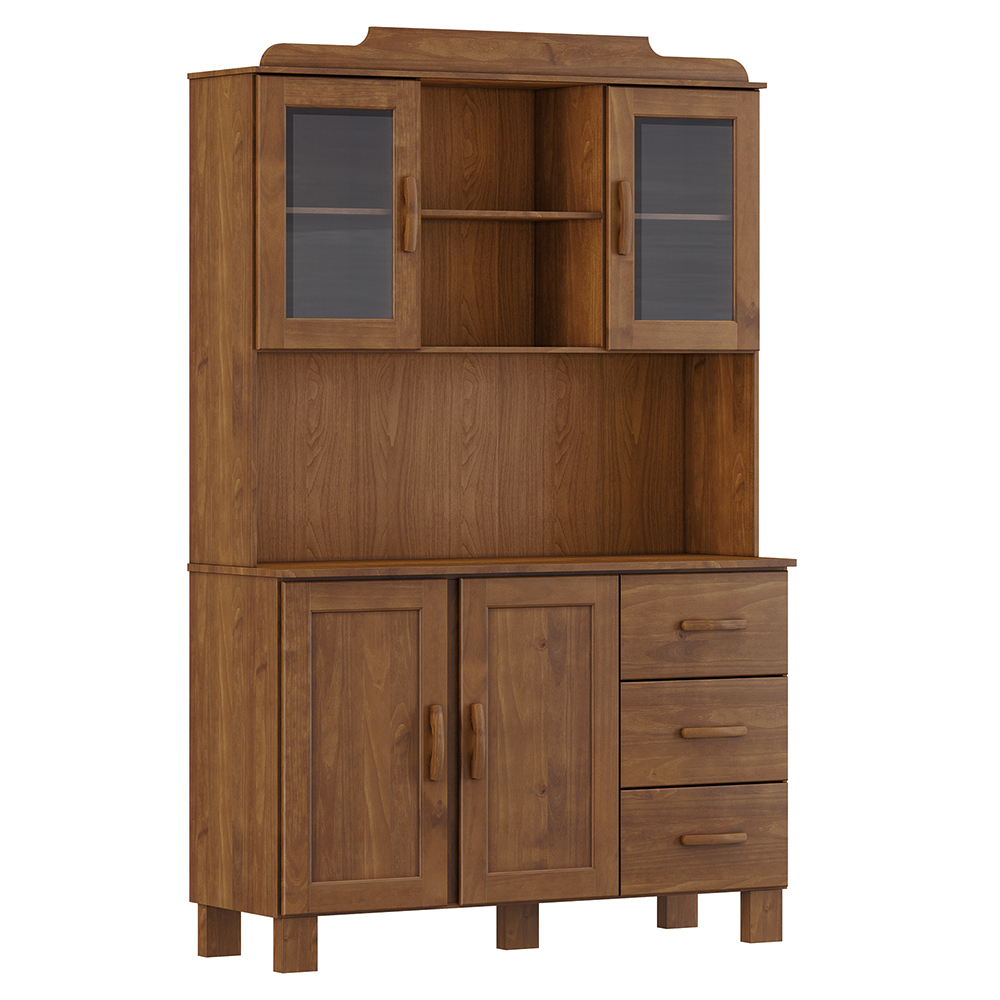 Cristaleira 4 Portas 3 Gavetas 122 cm 1289 Castanho Milani Store