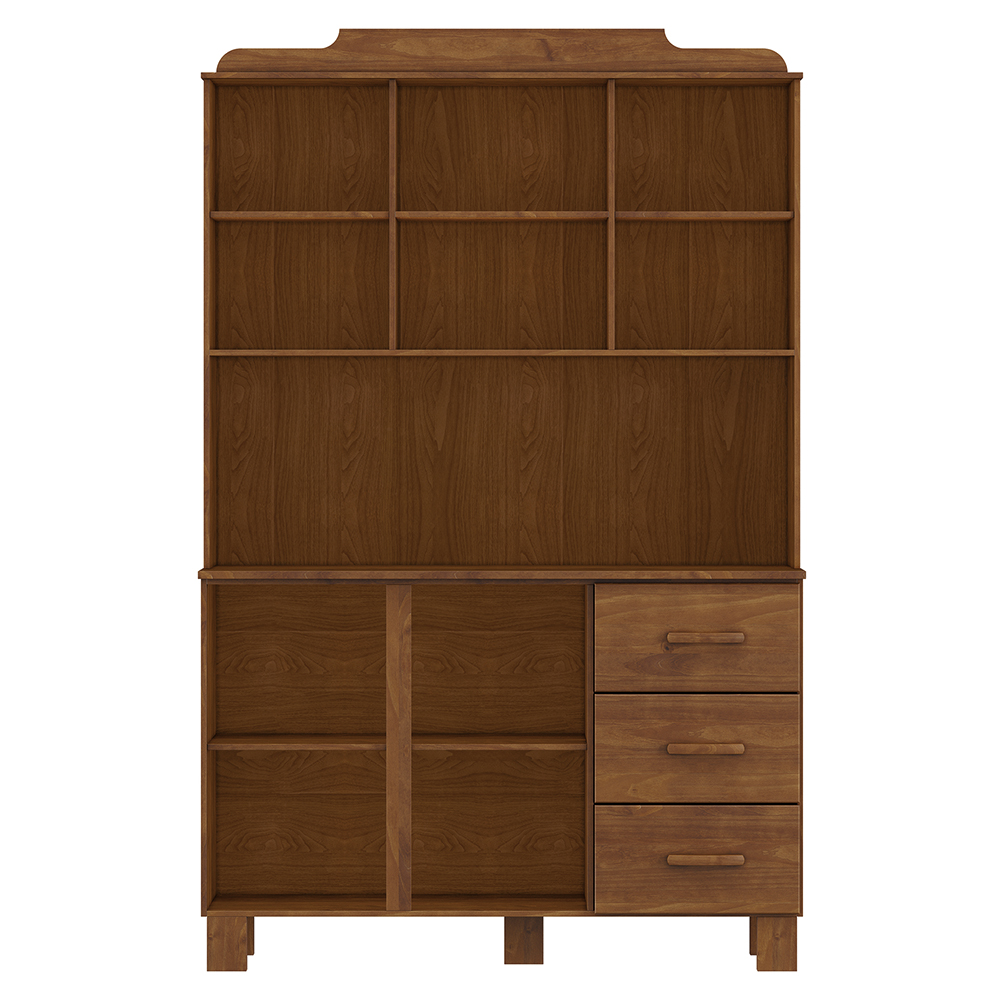 Cristaleira 4 Portas 3 Gavetas 122 cm 1289 Castanho Milani Store