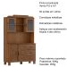 Cristaleira 4 Portas 3 Gavetas Com Aplique 122 cm 1279 Castanho Milani Store