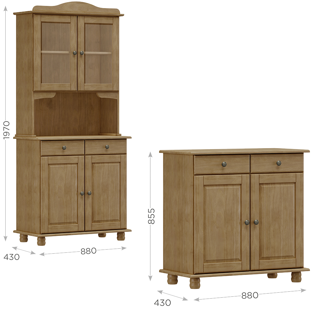 Cristaleira 4 Portas e Balcao 2 Portas Madeira Maciça Freijo Milani Store