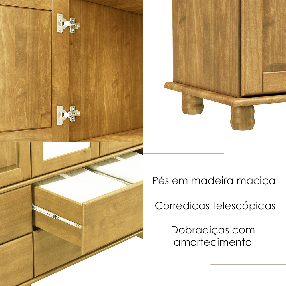 Cristaleira Armario E Balcao Buffet Madeira Maciça Freijo Milani Store