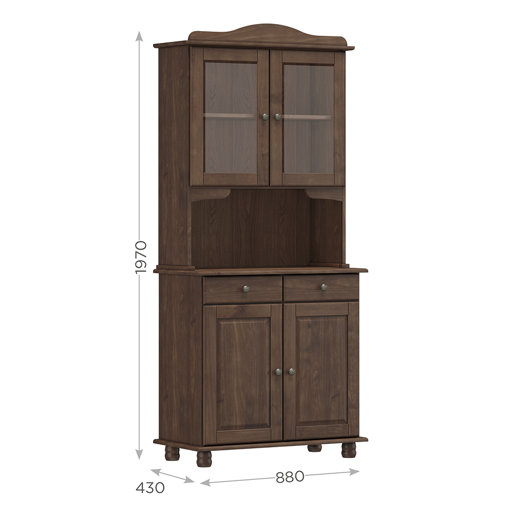 Cristaleira Madeira Maciça 4 Portas 88 cm 8926 Cafe Milani Store
