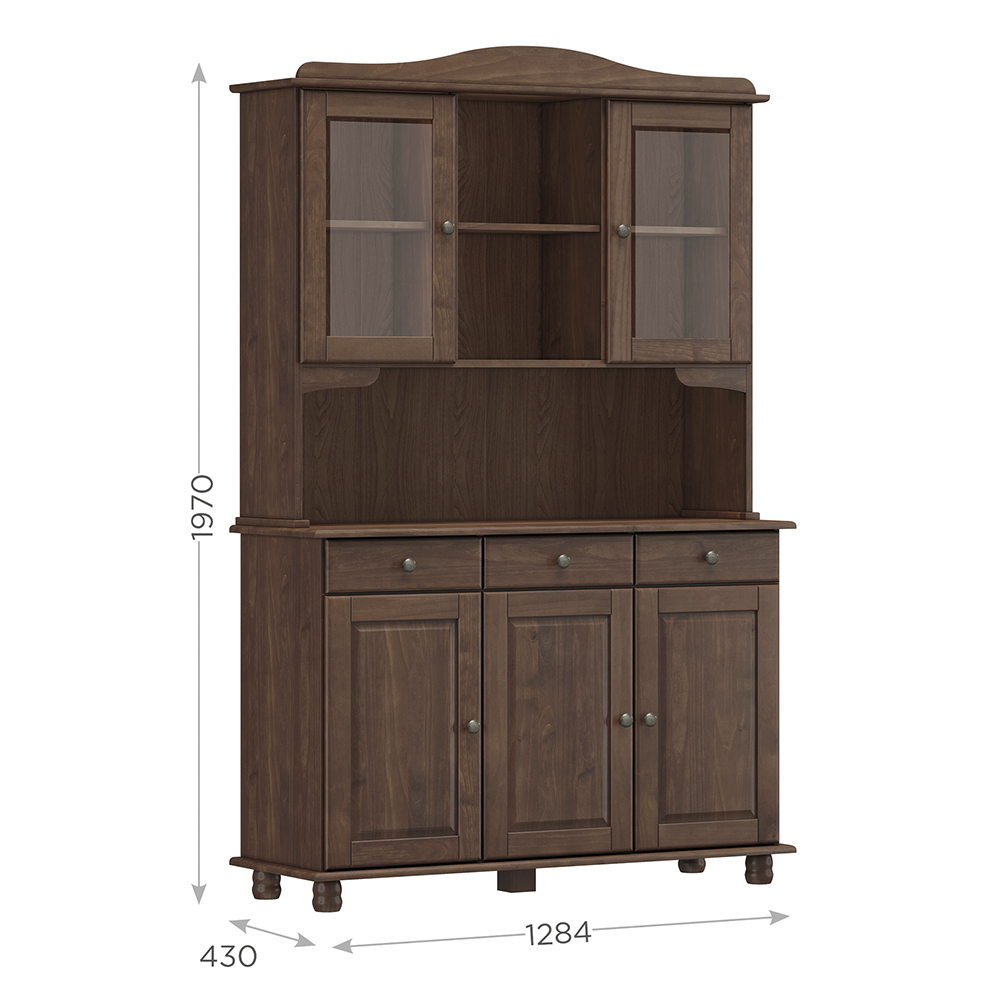 Cristaleira Madeira Maciça 5 Portas 129 cm 8925 Cafe Milani Store