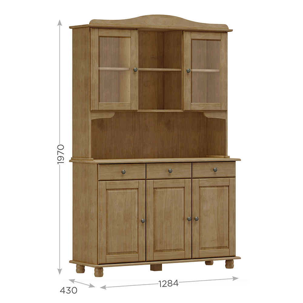 Cristaleira Madeira Maciça 5 Portas 129 cm 8925 Freijo Milani Store