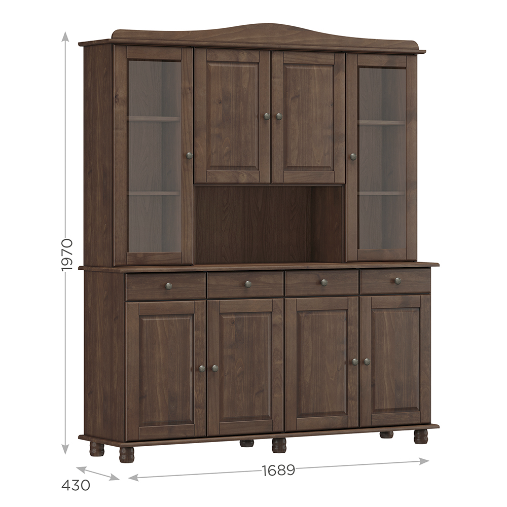 Cristaleira Madeira Maciça 8 Portas 169 cm 8963 Cafe Milani Store