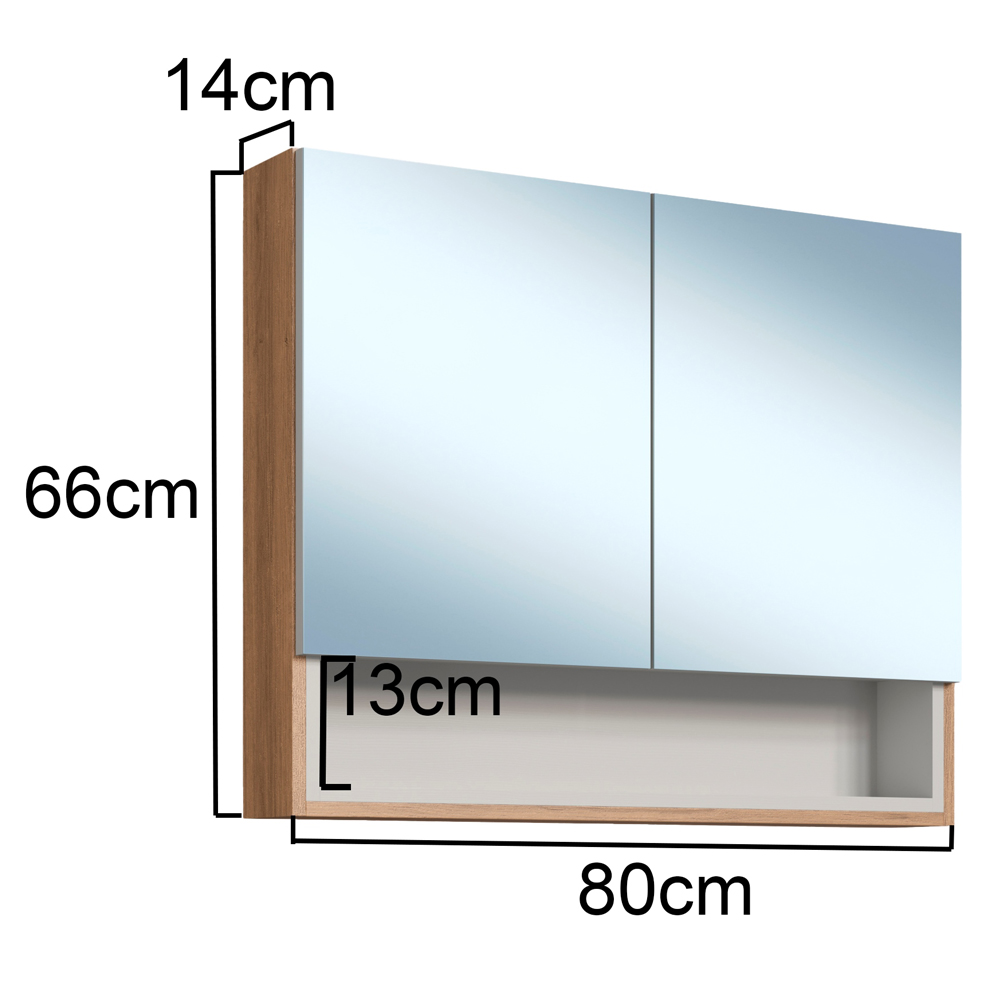 Espelheira 2 Portas e Nicho 80 cm ES8240 Mell Arenas FAEM