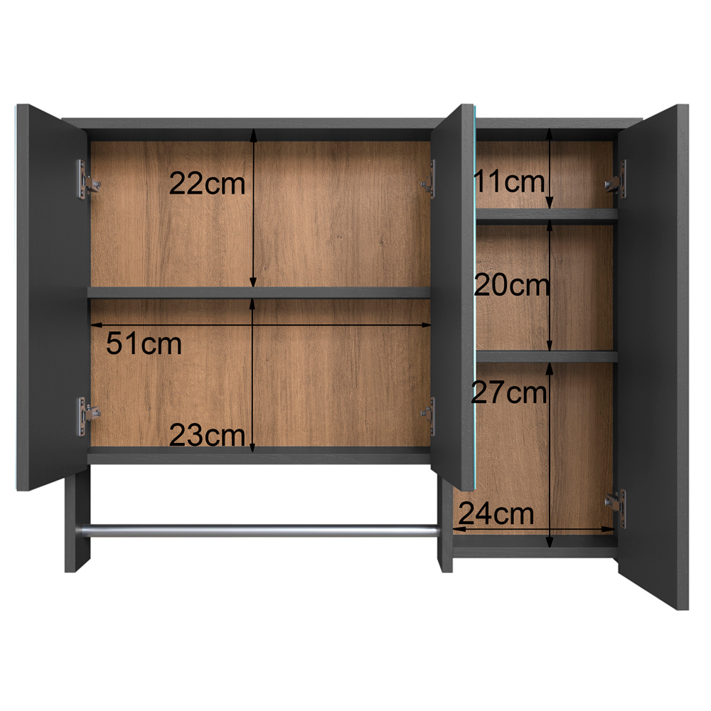 Espelheira Com 3 Portas e Toalheiro 80 cm ES9000 Mell Arenas FAEM