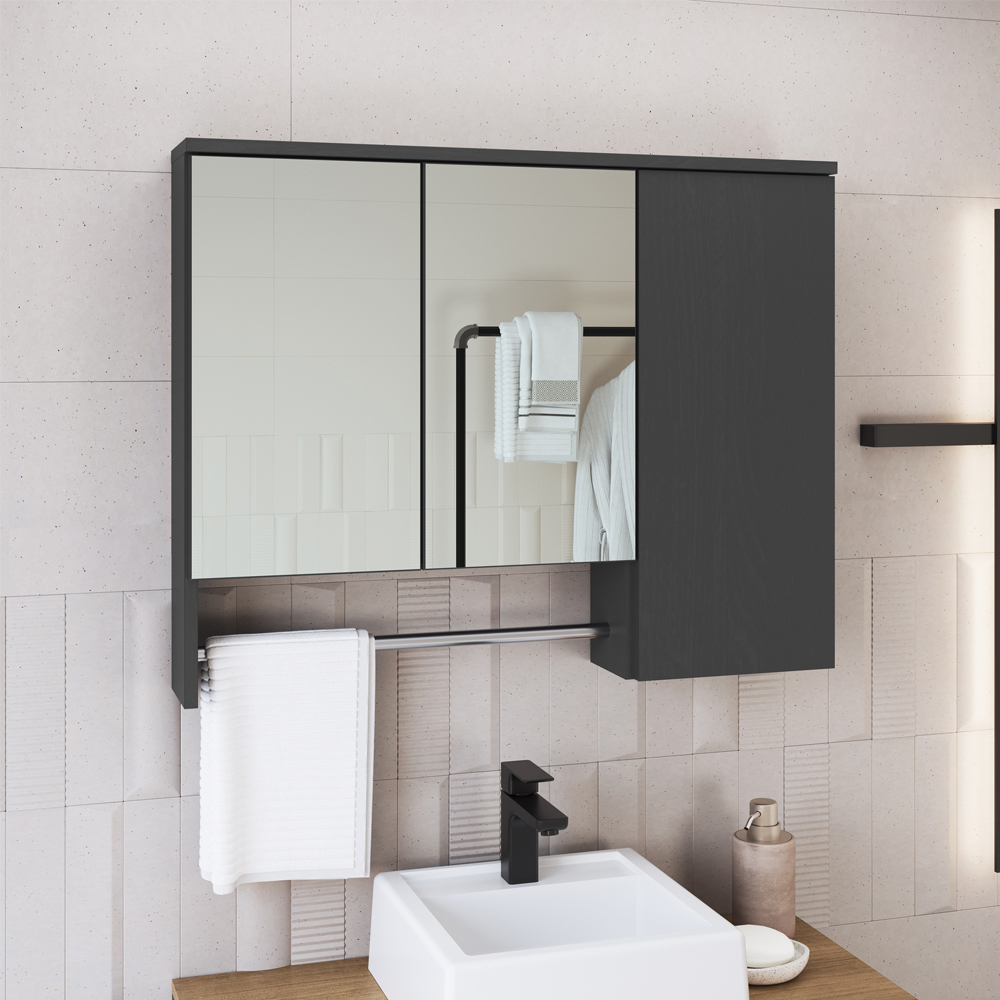 Espelheira Com 3 Portas e Toalheiro 80 cm ES9000 Mell Arenas FAEM