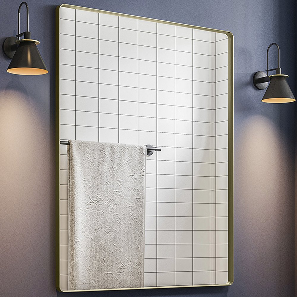 Espelho Decorativo Skkar Retang 92x62 Moldura 25 cm Dourado Dhom