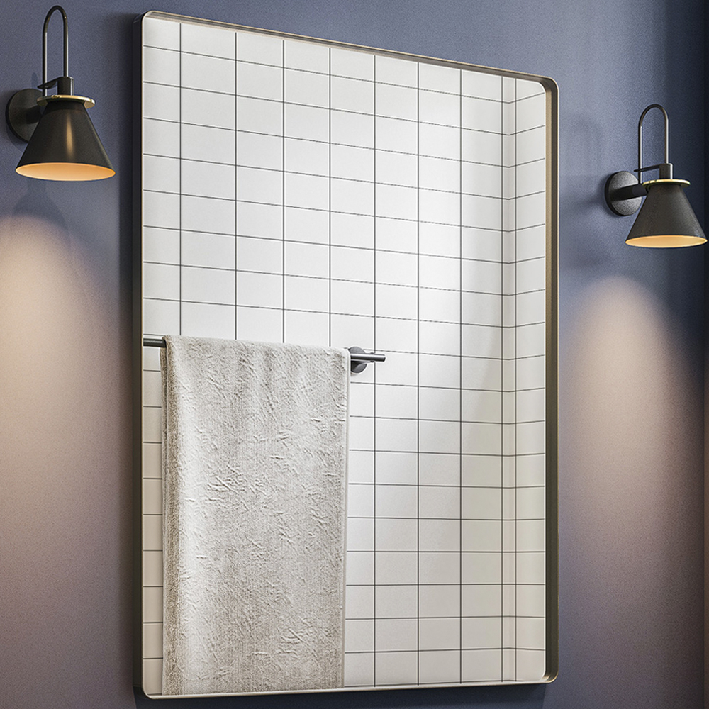 Espelho Decorativo Skkar Retang 92x62 Moldura 25 cm Preto Dhom
