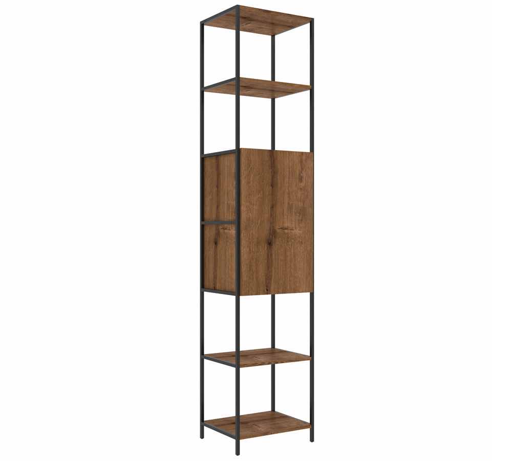 Estante 01 Porta 04 Prateleiras Vermont Preto Fosco Milani Store