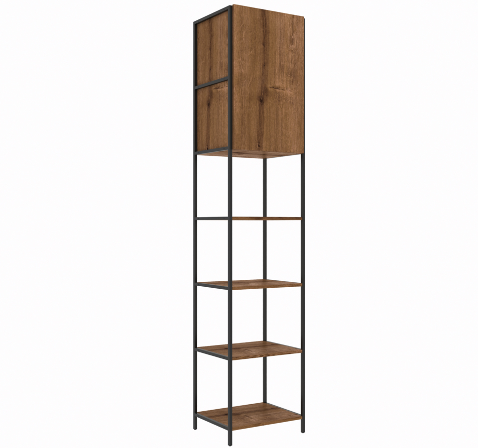 Estante 01 Porta 04 Prateleiras Vermont Preto Fosco Milani Store