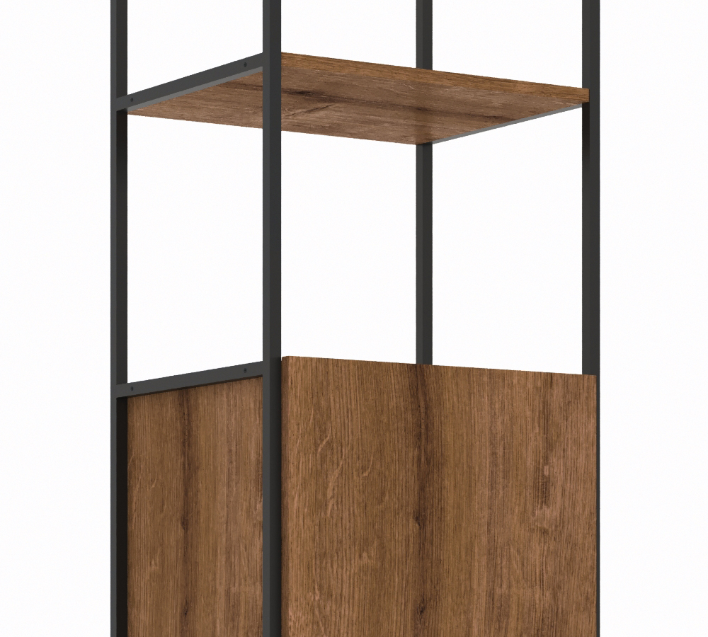 Estante 01 Porta 04 Prateleiras Vermont Preto Fosco Milani Store