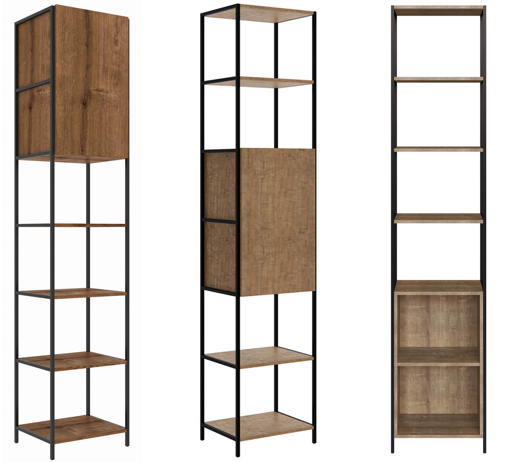 Estante 01 Porta 04 Prateleiras Vermont Preto Fosco Milani Store