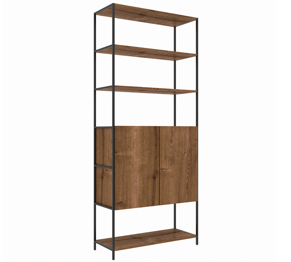 Estante 02 Portas 04 Prateleiras Vermont Preto Fosco Milani Store