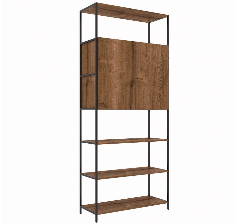 Estante 02 Portas 04 Prateleiras Vermont Preto Fosco Milani Store